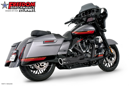 Freedom HD02048 2:1 Cat Delete Shorty Full Exhaust Black w Black Combat sculpted Tip M8 FL Touring Road Street Ultra Glide 17-25