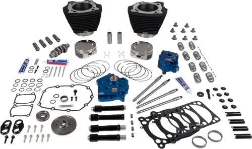 S&S CYCLE 310-1397 129" Power Package Engine Performance Kit - HPT496 Gear Drive Oil Cooled Black w/o Highlights 107" M8