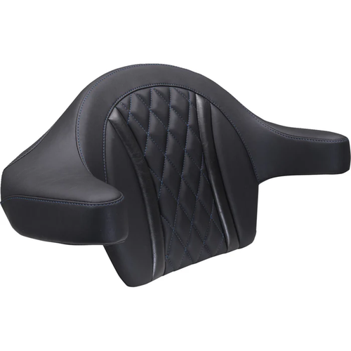 Mustang 88430SB Extended Arm Wrap-Around Backrest deluxe - diamond - sky blue stitch - flt/flh '23-'25
