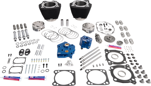 S&S CYCLE 310-1392 132" Power Package Engine Performance Kit - HPT496 Gear Drive Oil Cooled Black w/o Highlights 114"/117" M8