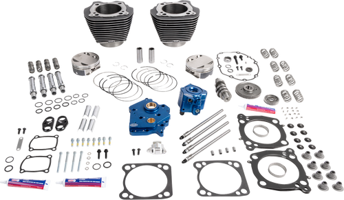 S&S CYCLE 310-1402 132" Power Package Engine Performance Kit - HPT496 Gear Drive Water Cooled Black Granite 114"/117" M8