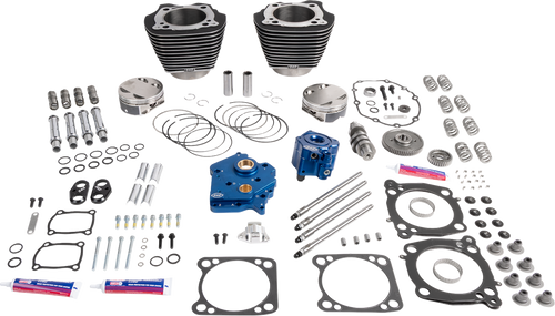 S&S CYCLE 310-1399 129" Power Package Engine Performance Kit - HPT496 Gear Drive Oil Cooled Black with Highlights 107" M8