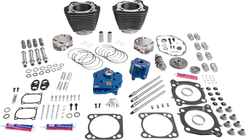 S&S CYCLE 310-1399 129" Power Package Engine Performance Kit - HPT496 Gear Drive Oil Cooled Black with Highlights 107" M8