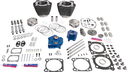S&S CYCLE 310-1390 132" Power Package Engine Performance Kit - HPT496 Chain Drive Oil Cooled Black with Highlights 114"/117" M8