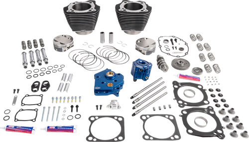 S&S CYCLE 310-1396 129" Power Package Engine Performance Kit - HPT496 Chain Drive Oil Cooled Black with Highlights 107" M8