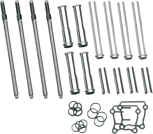 S&S CYCLE 93-5095 Adjustable Pushrod Cover Kit with Chrome Covers - Chrome Covers Twin Cam '99-'17