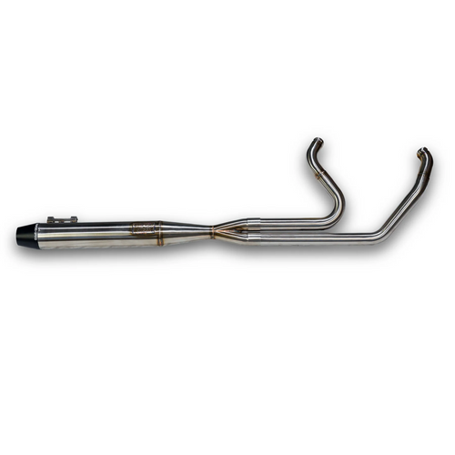 Sawicki 930-02608 Intimidator 2:1 Full Length Stainless full exhaust system Billet end cap m8 bagger Road Street Ultra Glide fl 17-26