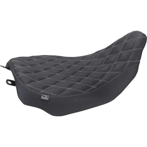 Mustang 88020GM Runaround Solo Seat double diamond gun metal gray stitch flt/flh '23-'25
