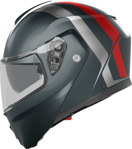 AGV 2118296002006M Streetmodular Resia Helmet - Resia Matte Gray/Silver/Red Medium