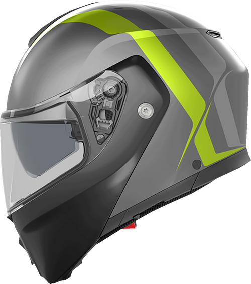 AGV 21182960020072X Streetmodular Resia Helmet - Resia Matte Gray/Black/Yellow Fluo 2XL