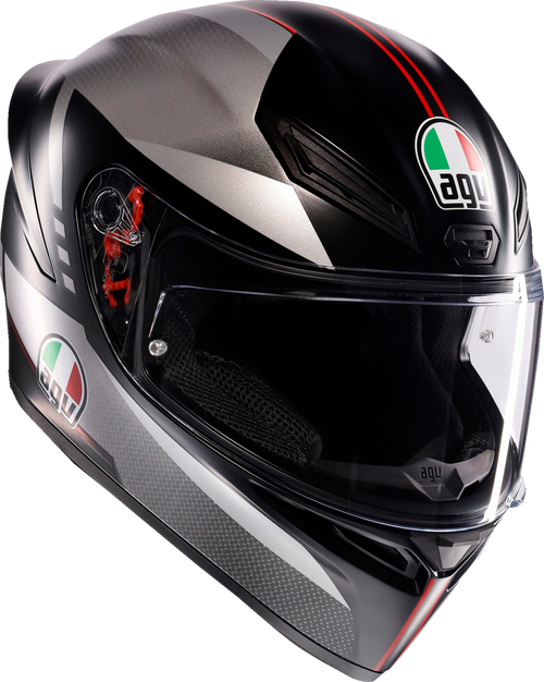 AGV 2118394003-034-XL K1 S Lap Helmet - Lap Matte Black/Gray/Red XL