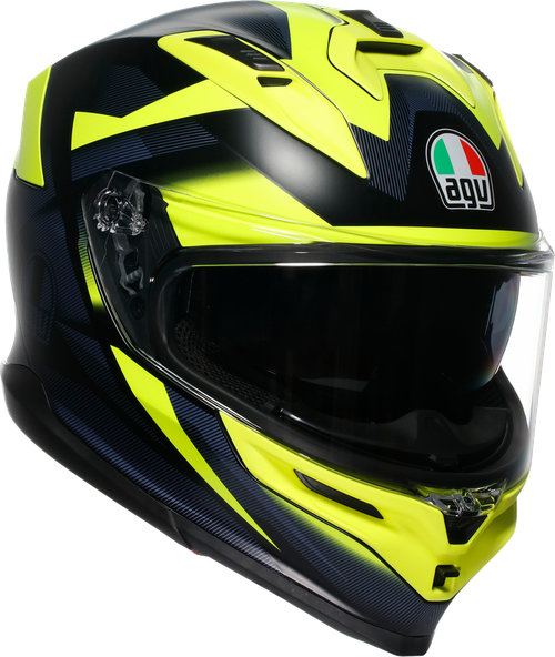 AGV 2118399004-006-M K7 Glimpse Helmet - Glimpse Matte Black/Yellow Fluo Medium