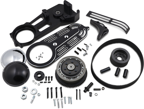 BELT DRIVES LTD. EV-700B 2" Belt Drive Kit with Changeable Domes - 2" Black Softail