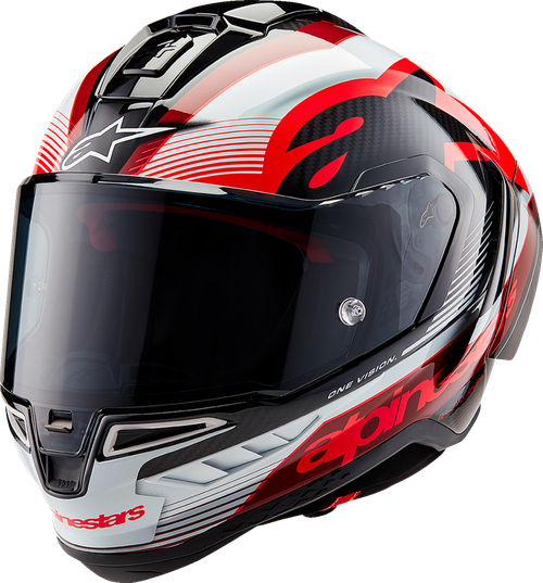 ALPINESTARS 8200224-1352-XS Supertech R10 Team Helmet - Team Black/Carbon Red/Gloss White XS