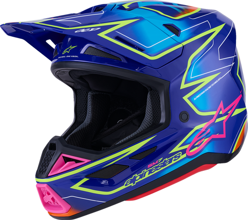 ALPINESTARS 8302626-7254-M SM7 Cast Helmet - Cast Gloss/Blue/Pink/Yellow Fluo Medium