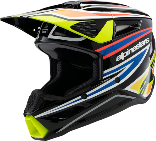 ALPINESTARS 8302025-1574-YM Youth SM3 Wurx Helmet - Wurx Gloss Black/Yellow Fluo/Blue/Red Medium
