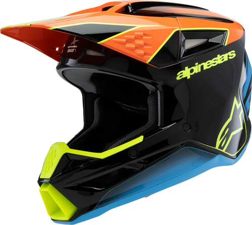 ALPINESTARS 8301625-1455-YS Youth SM3 Fray Helmet - Fray Gloss Black/Orange/Yellow Fluo Small