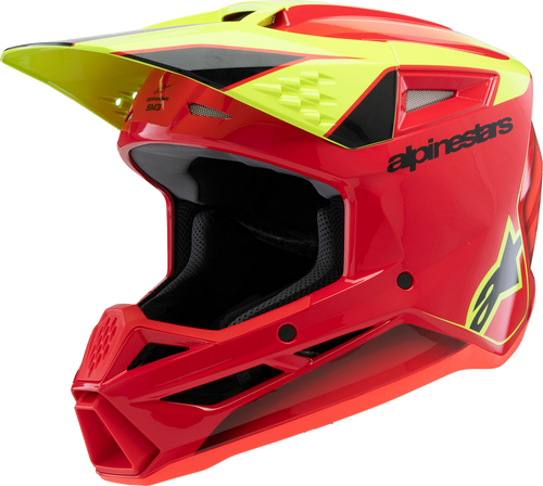 ALPINESTARS 8301625-3051-YL Youth SM3 Fray Helmet - Fray Gloss Red/Yellow Fluo/Black Large