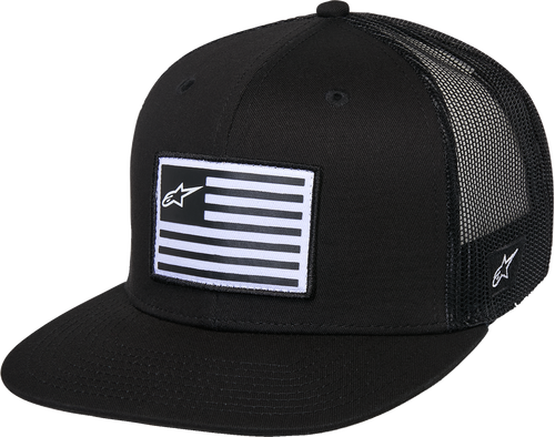 ALPINESTARS 1235-81960-1010-OS Flag Flat Trucker Hat - Black/Black