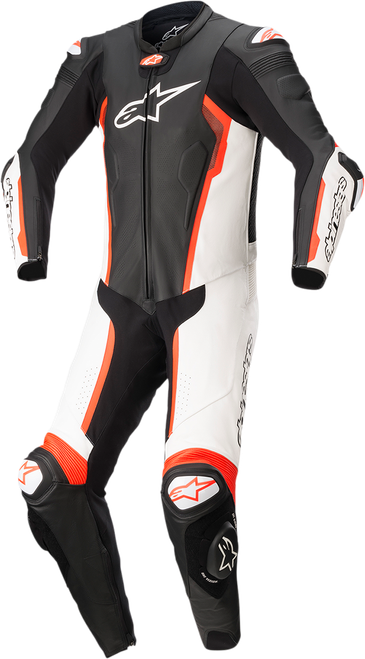 ALPINESTARS 3150122-1231-56 Missile v2 1-Piece Leather Suit - 1-Piece Leather Suit Black/White/Red Fluo US 46 / EU 56
