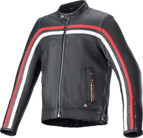 ALPINESTARS 3103924-1316-2X Dyno Leather Jacket - Black/Ruby Red/Ecru 2XL