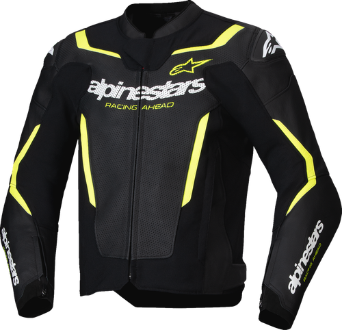ALPINESTARS 3100326-155-54 GP Force v2 Airflow Leather Jacket - Black/Yellow Fluo US 44 / EU 54