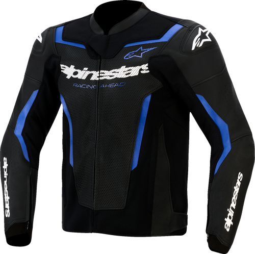ALPINESTARS 3100326-1591-52 GP Force v2 Leather Airflow Jacket - Black/Metallic Blue US 42 / EU 52
