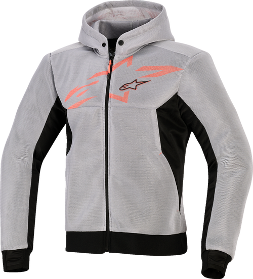 ALPINESTARS 4200226-1196-2XL Chrome Super Airflow Hoodie - Black/Mid Gray/Red Fluo 2XL