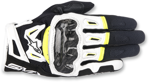 ALPINESTARS 3567717-125-3X SMX-2 Air Carbon V2 Leather Gloves - Black/White/Fluo Yellow 3XL