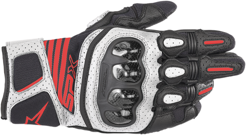 ALPINESTARS 3567319-1231XXL SPX Air Carbon V2 Gloves - Black/White/Fluo Red 2XL