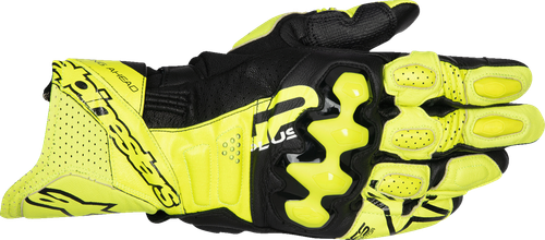 ALPINESTARS 3550825-551-2X GP Plus R V3 Leather Gloves - Fluo Yellow/Black 2XL