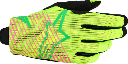 ALPINESTARS 3560325-6025-XL Radar Pro Gloves - Green/Fluo Yellow/Fluo Pink XL