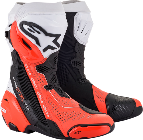 ALPINESTARS 2220121-124-41 Supertech R Vented Boots - Black/Fluorescent Red/White US 7.5 / EU 41