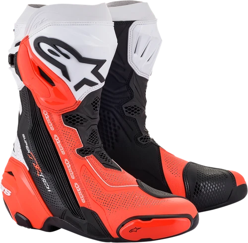ALPINESTARS 2220121-124-48 Supertech R Vented Boots - Black/Fluorescent Red/White US 12.5 / EU 48