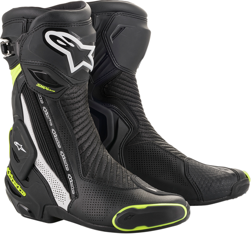 ALPINESTARS 2221119-125-42 SMX Plus Vented Boots - Black/White/Yellow US 8 / EU 42