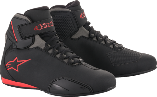 ALPINESTARS 25155181318 Sektor Shoes — Abrasion Resistant/Hook and Loop/Removable Anatomic Footbed - Black/Gray/Red US 8 / EU 40.5