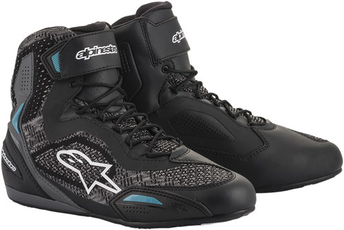 ALPINESTARS 251052011708.5 Stella Faster-3 Rideknit Shoes - Black/Teal US 8.5 / EU 40.5