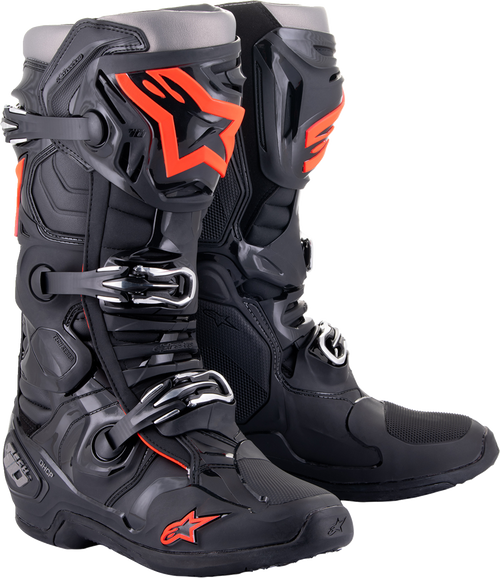 ALPINESTARS 2010020-1030-7 Tech 10 Boots - Black/Red Fluorescent US 7 / EU 40.5