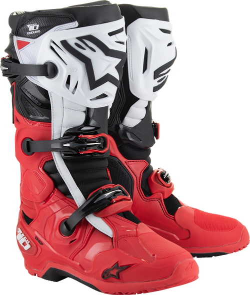 ALPINESTARS 2010025-3016-9 Tech 10 Enduro Boots - Bright Red/Black/White US 9 / EU 43