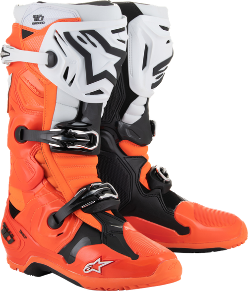 ALPINESTARS 2010025-4512-11 Tech 10 Enduro Boots - Fluorescent Orange/Black/White US 11 / EU 45.5