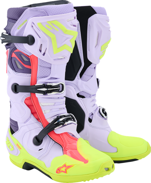 ALPINESTARS 2010520-3150-11 Tech 10 Supervented Boots - Purple/Fluorescent Yellow/Diva Pink US 11 / EU 45.5