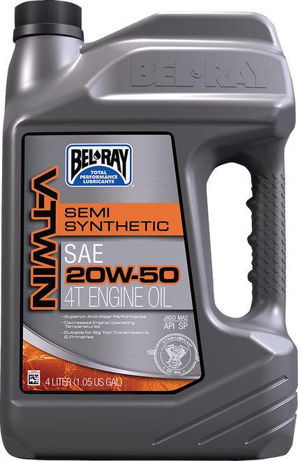 BEL-RAY 96910-BT4 V-Twin Semi-Synthetic 4-Stroke Engine Oil - 20W-50 4L