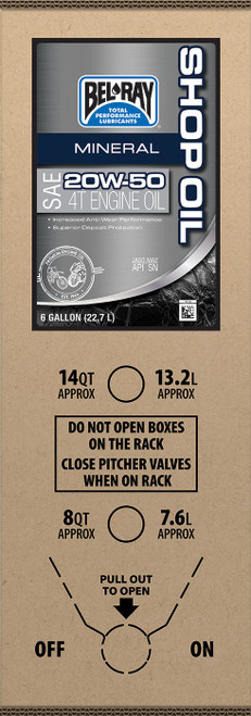 BEL-RAY 301291150033 Engine Oil - 20W-50 6 U.S. gal Bag-In-Box