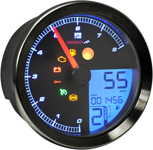 KOSO NORTH AMERICA BA051231 HD-04 Speedometer/Tachometer - HD-04 Black