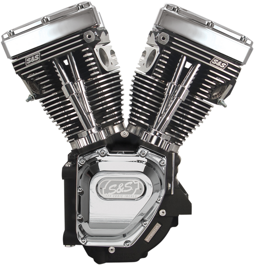 S&S CYCLE 310-0326A T124 Low Compression Long Block Engine - Wrinkle Black and Chrome Touring | Dyna