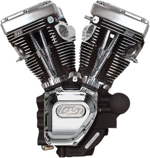 S&S CYCLE 310-0883A T143 Long Block Engine - Wrinkle Black and Chrome Dyna