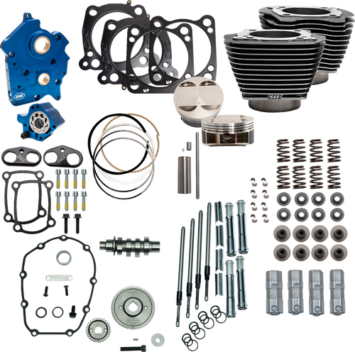 S&S CYCLE 310-1108C 128" Power Package - 4.500" Stroke Water Cooled Black Granite w/Highlights M8