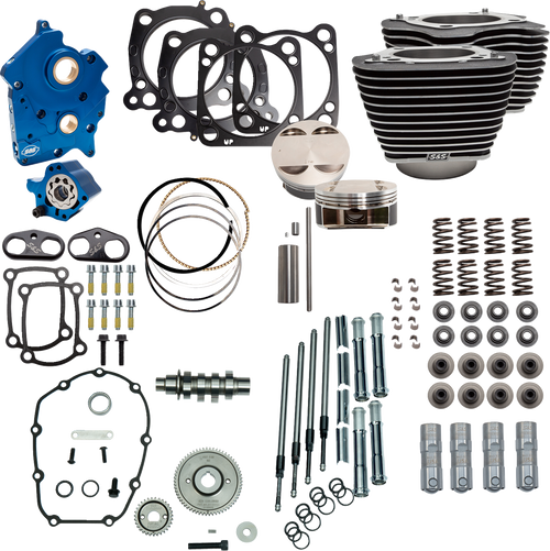 S&S CYCLE 310-1053D 124" Power Package - Oil Cooled 550G Wrinkle Black w/Highlight Chrome Pushrod Tubes M8