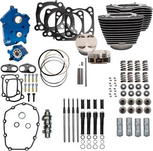 S&S CYCLE 310-1054D 124" Power Package - Water Cooled 550C Wrinkle Black w/Highlight Black Pushrod Tubes M8