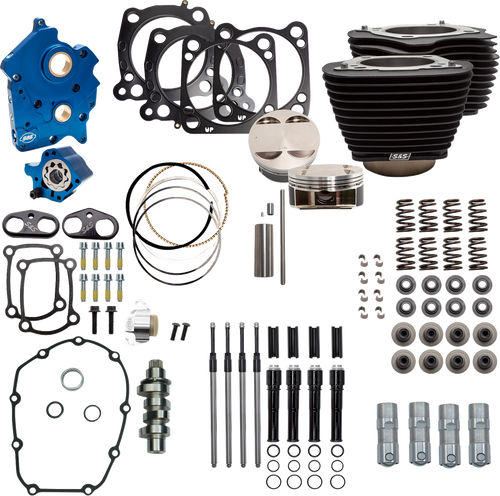S&S CYCLE 310-1057D 124" Power Package - Oil Cooled 550C Wrinkle Black w/o Highlight Black Pushrod Tubes M8